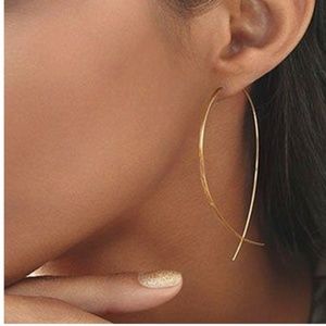 Bohemian gypsy Gold Tone Hoop Earrings Minimalist